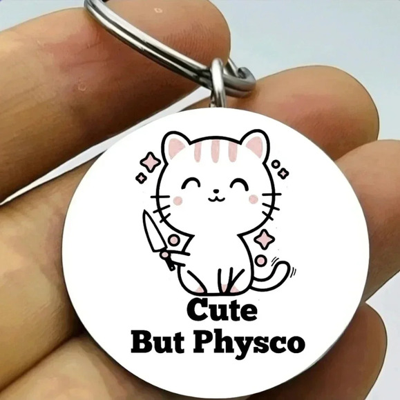 Kitty Cat Cute But Psycle hot love Keychain - Picture 1 of 1